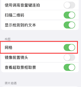 凉城苹果手机维修网点分享iPhone如何开启九宫格构图功能 