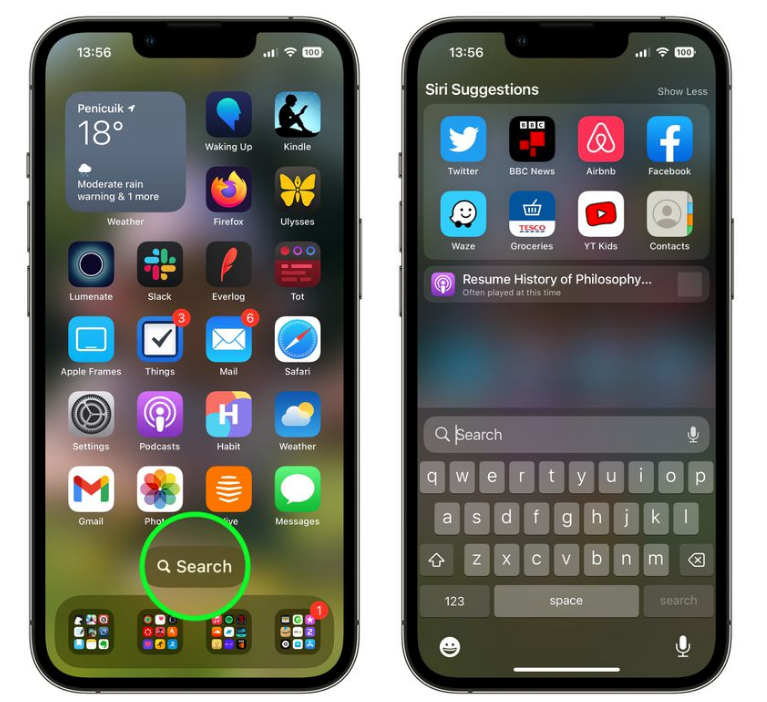 凉城苹果手机维修分享升级到 iOS 16 后，如何删除主屏幕上的搜索按钮 
