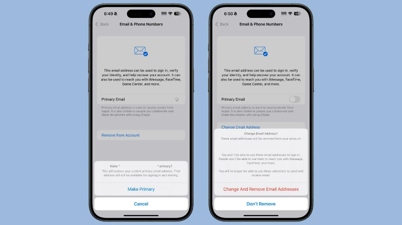 凉城苹果手机维修分享苹果 iOS 18.1 支持设置“主要”邮箱地址并更改 iCloud 邮箱 