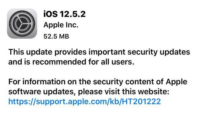 凉城苹果手机维修分享iOS12.5.2发布，建议所有老苹果用户安装 